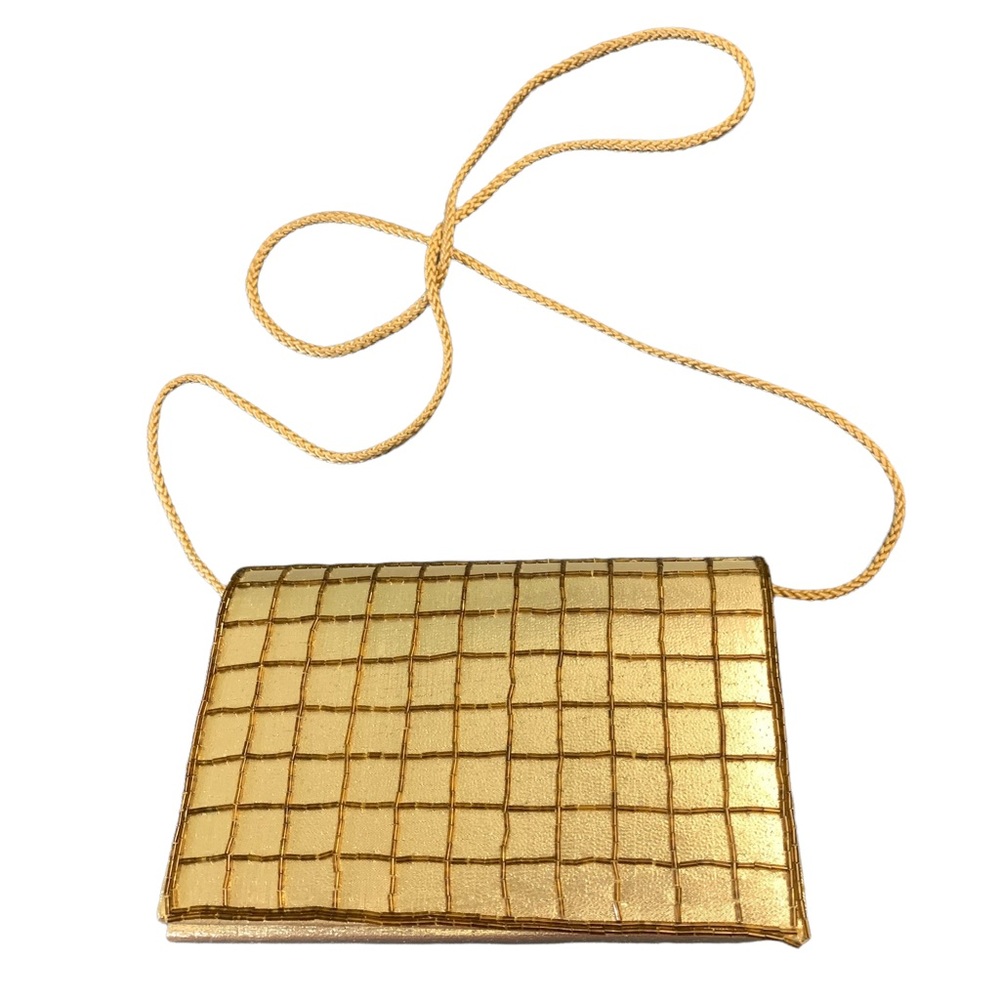 Vintage Gold Beaded Clutch Evening Bag Formal Wedding Prom Y2K